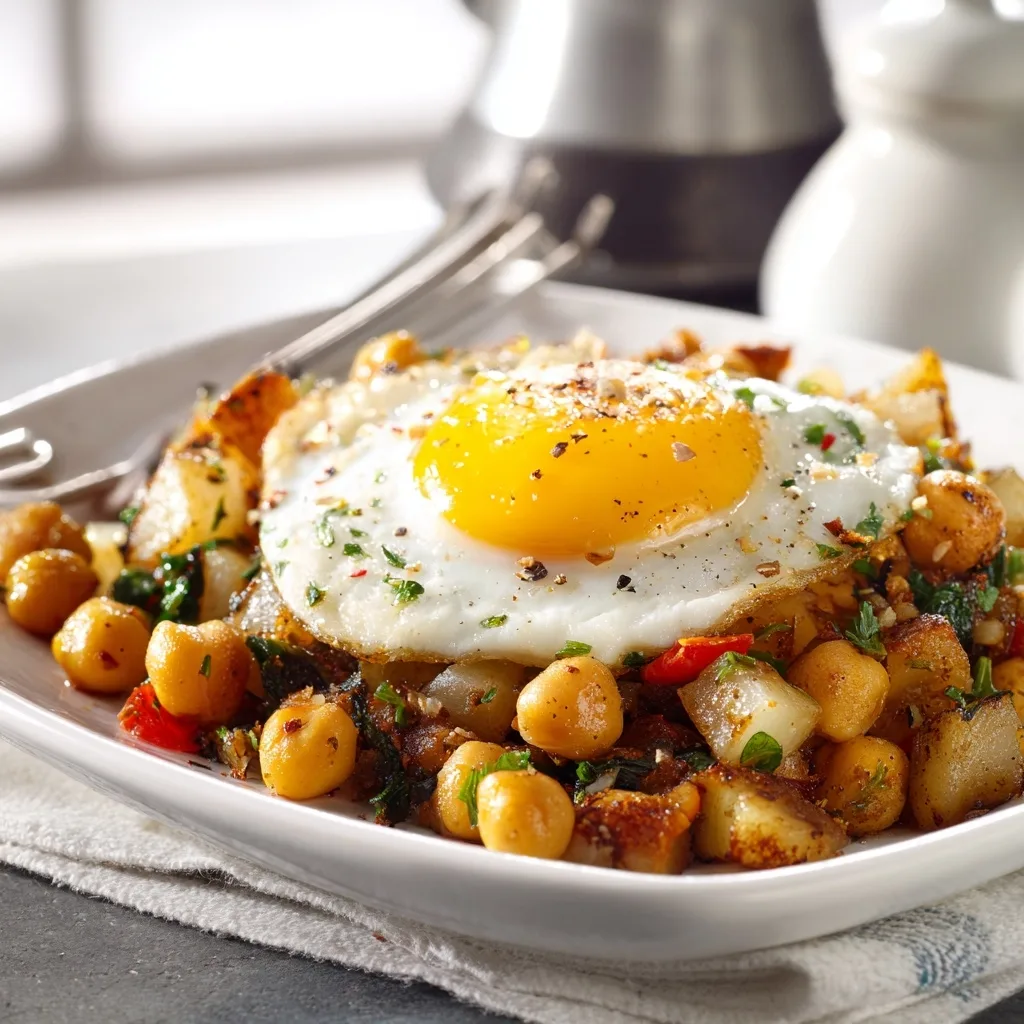 High Protein Egg and Chickpea Breakfast Hash Recipe