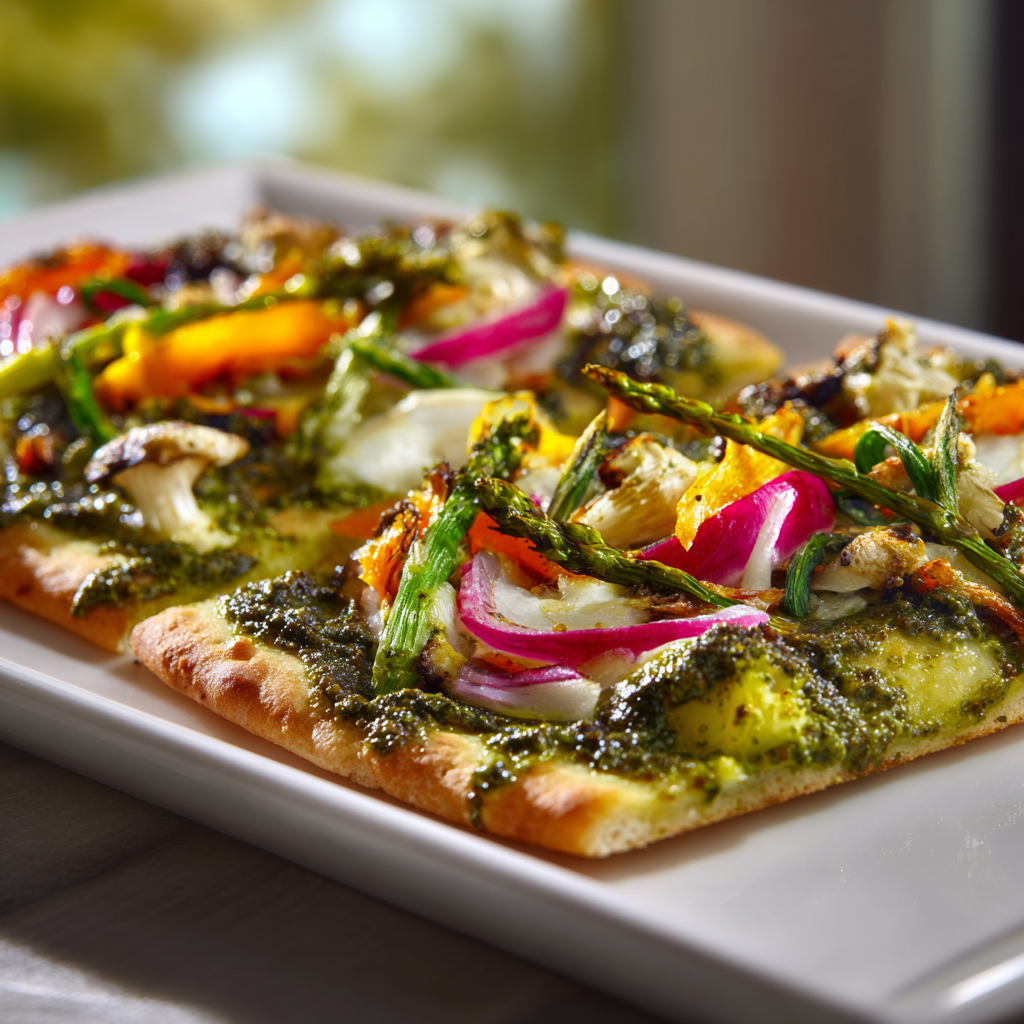 Spring Veggie Flatbread with Pesto for a Fresh Lunch