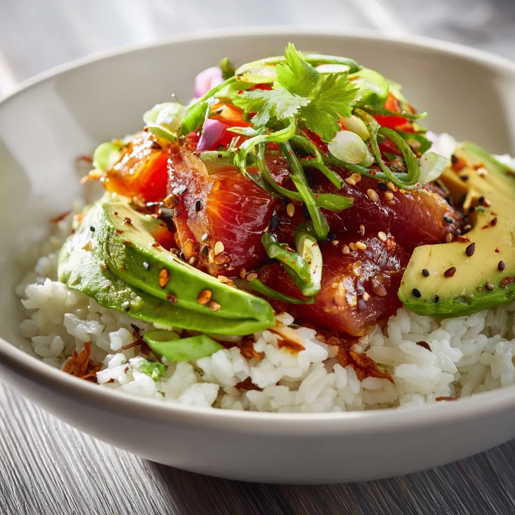 Tuna and Avocado Rice Bowl: High Protein Breakfast Recipe