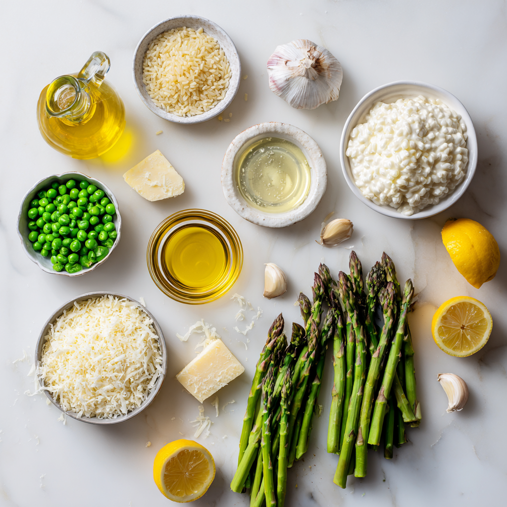 Ingredients for Velvety Spring Risotto With Mascarpone for Dinner